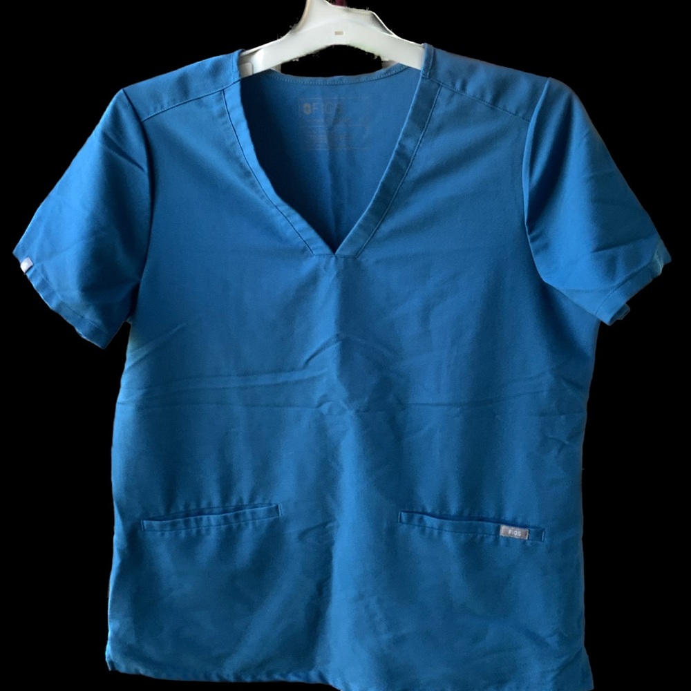 Blue Women's V-Neck Scrub Top